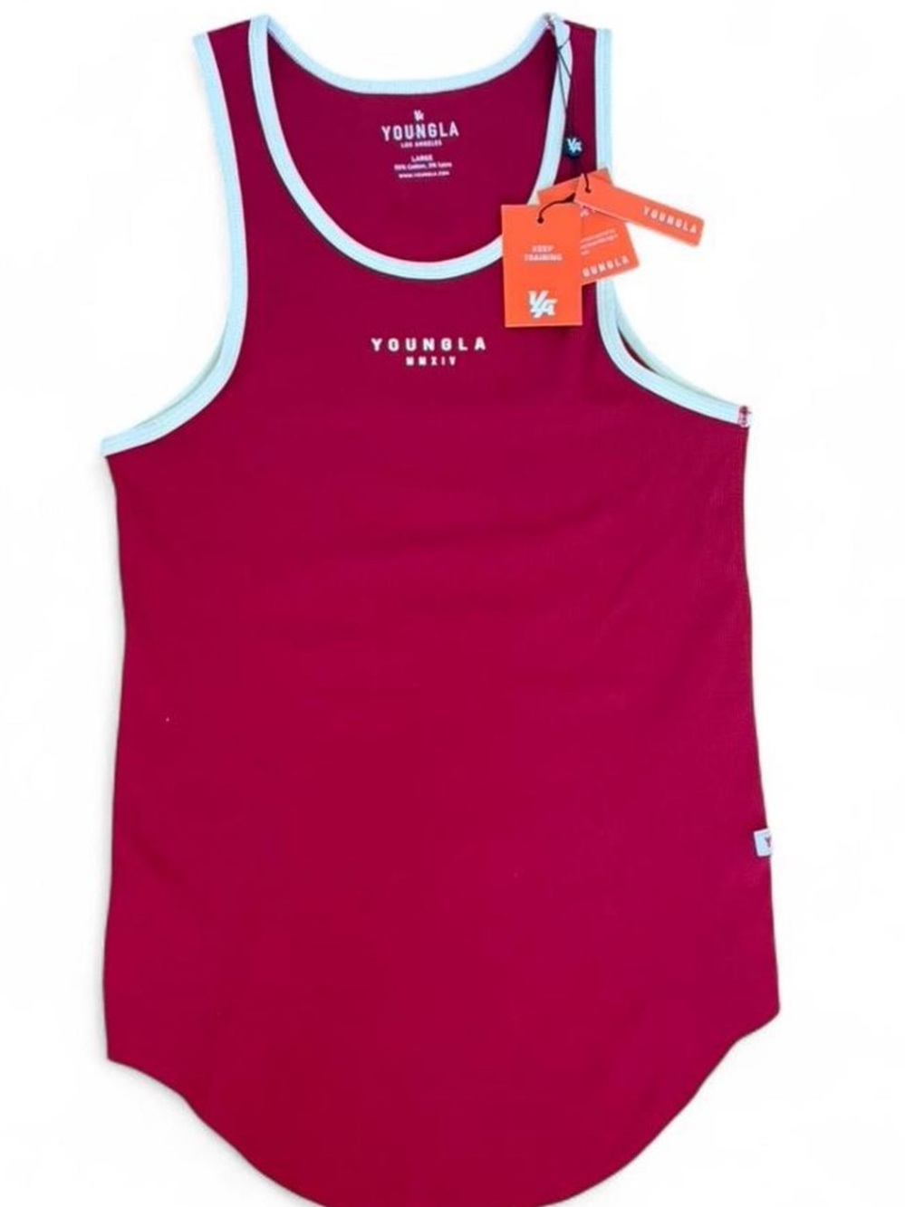 YoungLA Men's Tank Top Burgundy with White Trim — NWT